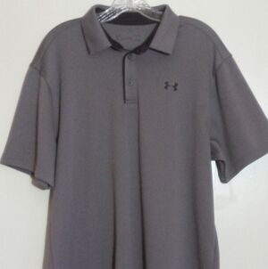 Under Armour heat gear grey polo shirt loose fit men's large